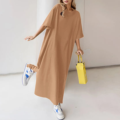 🍒Plusgrootte los rokke t-hemp rok huisdrag kortmou uitrusting lang maxi oorgroot somermode strandsonrok tot 3XL Beste Basiese