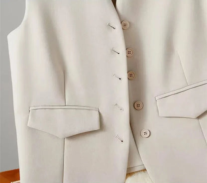 🍒Suit vest for women v-neck  business vest jacket sleeveless waistcoat with pocket front for office commute style buttons sleeveless outerwears  Cute Covers