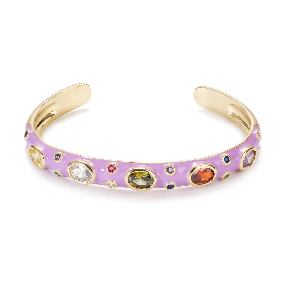 🍒Luukse sirkonsteenarmband, kristalkleur, goudkleurig, vir vroue, somer klassieke pienk oliedruppel juweliersware, skraal manchetarmbande, strass geskenke vir vroue