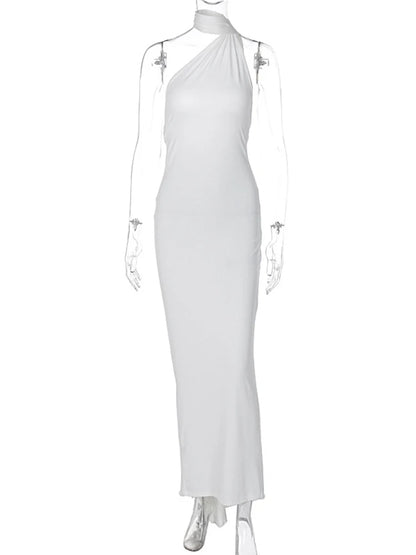 🍒One shoulder sleeveless dress backless maxi neon Y2K occassion outfits for women ruched maxi dress clubwear  birthday clothing party evening wear prom frock No BODY Will Be CROSS with this