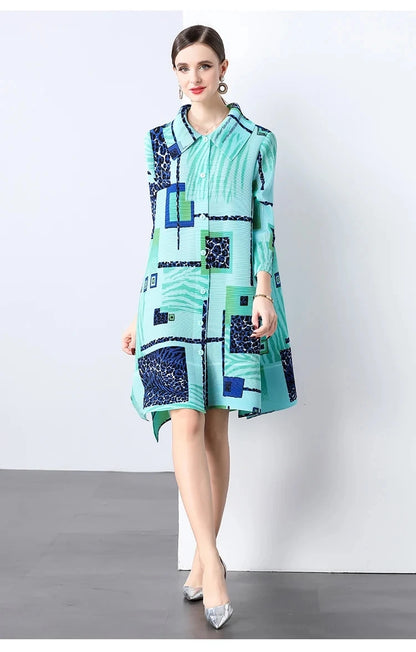 🍒Plus size pleated shirt dress color block outfits loose one size fits all  stretch cardigans smart casual clothing women