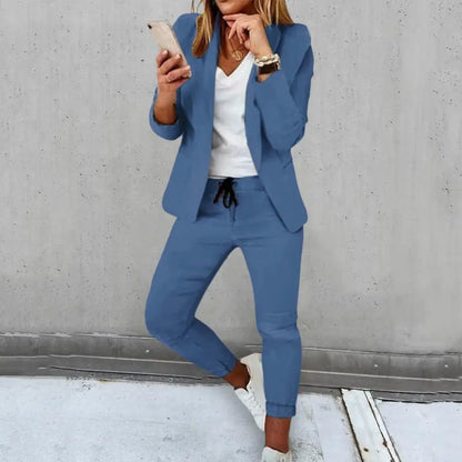 🍒Women's fashion two piece sets  hip length jacket and tapered pants  suit for office smart casual clothes Look Suitably Smart Casual