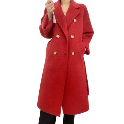 🍒Cashmere and wool coat thick double-sided two in one coat fashion for women beautiful Suit Jackets With Belt No Pulling The Wool Over Your Eyes With This Cashmere