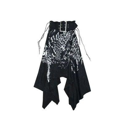🍒Irregular letter print skirt shark bite skirt high waist long for women's y2k aesthetic vintage fashion streetwear Word On The Street These Are Cool Clothes