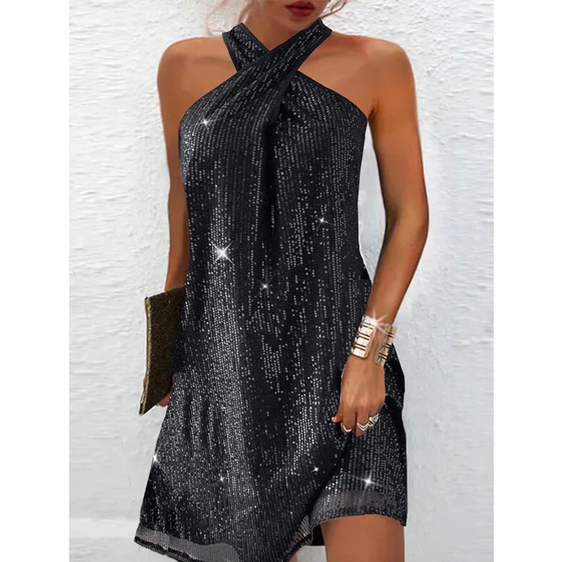 🍒Halter strapless rok, glinsterende vroueklere, strapless sequin minirok, moulose partytjieklere, geleentheidsklere, klubdrag, Trek Aan A-Sensuele Glinsterende Glip