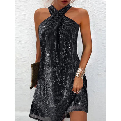 🍒Halter strapless rok, glinsterende vroueklere, strapless sequin minirok, moulose partytjieklere, geleentheidsklere, klubdrag, Trek Aan A-Sensuele Glinsterende Glip