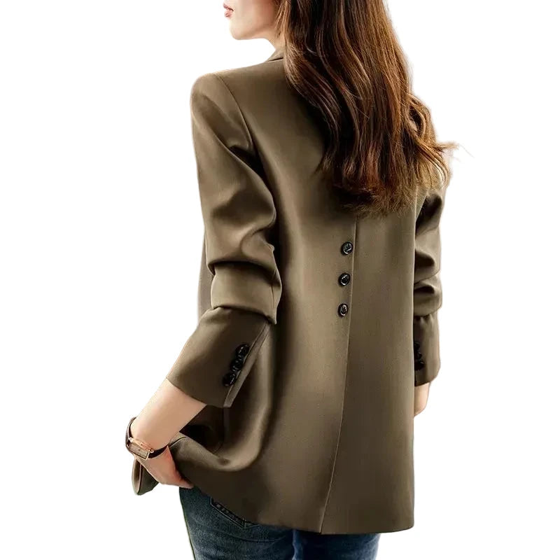 🍒Vroue se skraal baadjie lente herfs langmou sjiek kantoorkleding gekerfde lapel effekleurige pakbaadjie vroulike deftige gemaklike klere Knoop op in styl