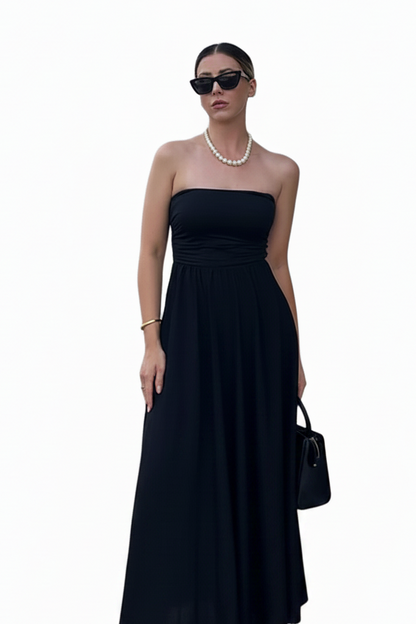🍒Effen ruglose maxi rok moulose ontwerp elegante dames effen kleur uitrusting sjiek hoë middellyf klub partytjie dra geleentheidsklere  Currant is Swart