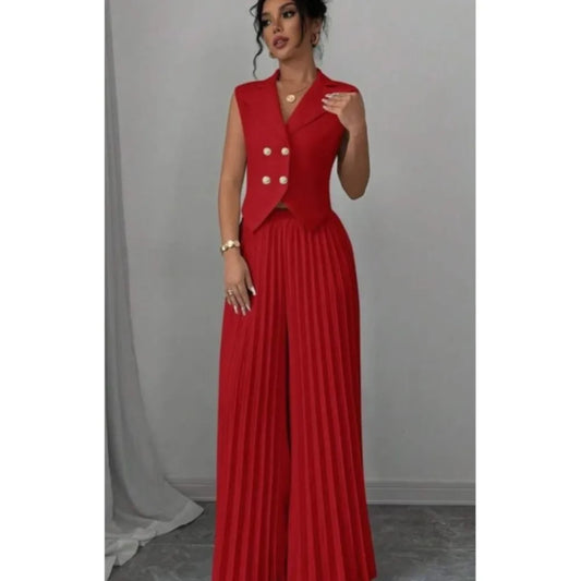 🍒Damesbaadjie-uitrustings: kortlyfbaadjie plus broek tweedelige stel formele lente somer mode retro wye-pyp geplooide broek en skraal moulose kortlyfbaadjie vir geleenthede slim gemaklik Belê in 'n baadjie-stel