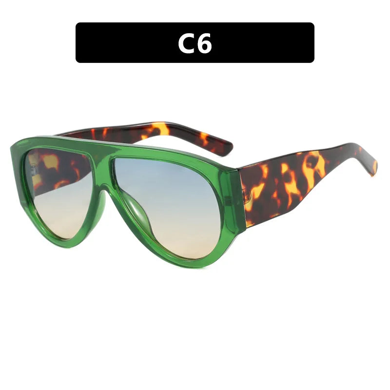 🍒Vintage ovale gradient sonbrille T sonbrille, nuwerwets ontwerper sonbrille, unisex ry sonbrille, vroue luiperd skakerings uv400wye Oog Hierdie Tier