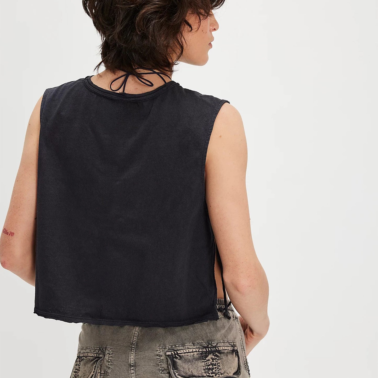 🍒Side opened crop top sleeveless tops woman summer black tops female casual wear loose breathable clothing holiday wear beachwear
