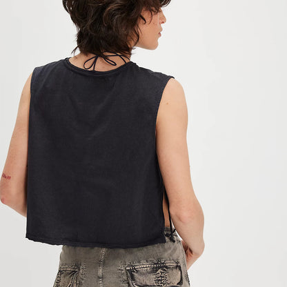 🍒Side opened crop top sleeveless tops woman summer black tops female casual wear loose breathable clothing holiday wear beachwear