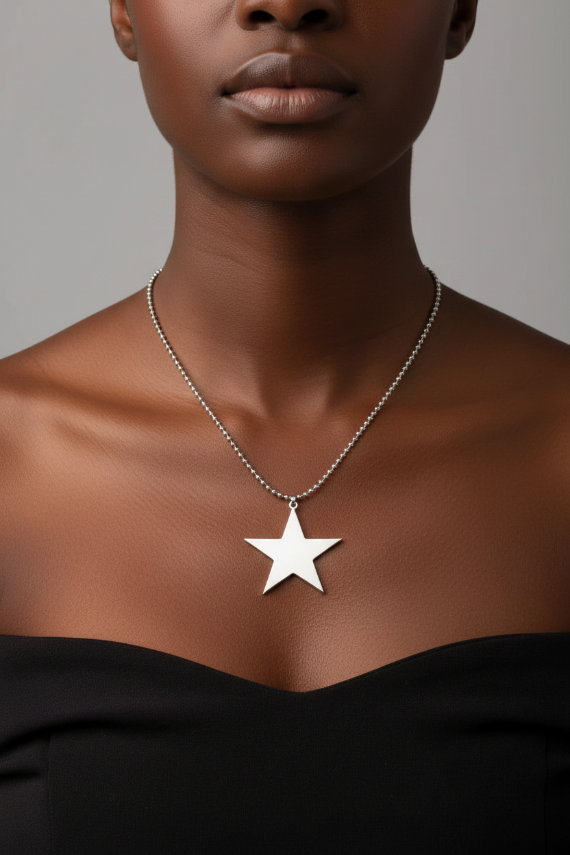 🍒Titanium stainless steel star pendant necklace creative star men/Women gift party Jewellery smart casual jewellery Slick Silver Star