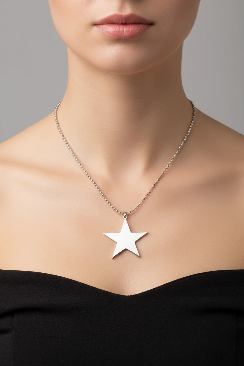 🍒Titanium stainless steel star pendant necklace creative star men/Women gift party Jewellery smart casual jewellery Slick Silver Star