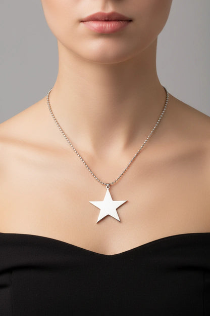 🍒Titanium stainless steel star pendant necklace creative star men/Women gift party Jewellery smart casual jewellery Slick Silver Star