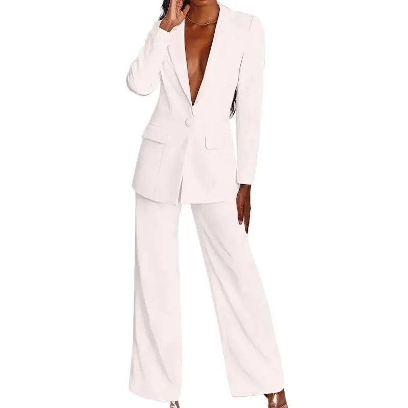 🍒Wide leg trousers and jacket summer pants for women fashion two pieces sets Luxury and elegant blazer and wide leg trouser party occasion wear feel fabulous flambouant flamingo fashion