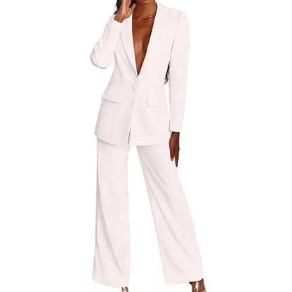🍒Wide leg trousers and jacket summer pants for women fashion two pieces sets Luxury and elegant blazer and wide leg trouser party occasion wear feel fabulous flambouant flamingo fashion