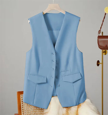 🍒Women suit vest elegant v-neck business casual waistcoat sleeveless solid jacket solid single breasted work clothes occasion wear dont WAIST time wanting this COAT