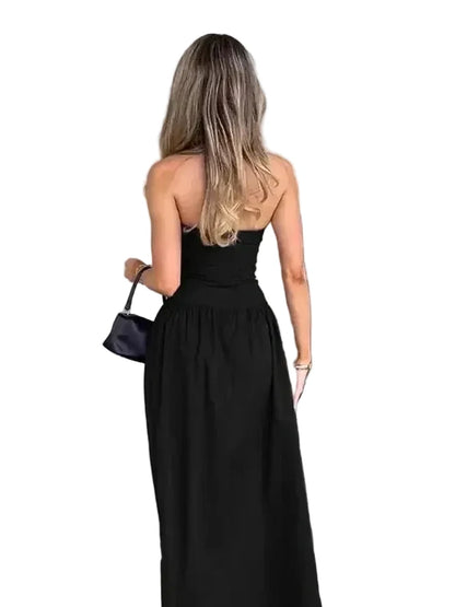 🍒Effen ruglose maxi rok moulose ontwerp elegante dames effen kleur uitrusting sjiek hoë middellyf klub partytjie dra geleentheidsklere  Currant is Swart