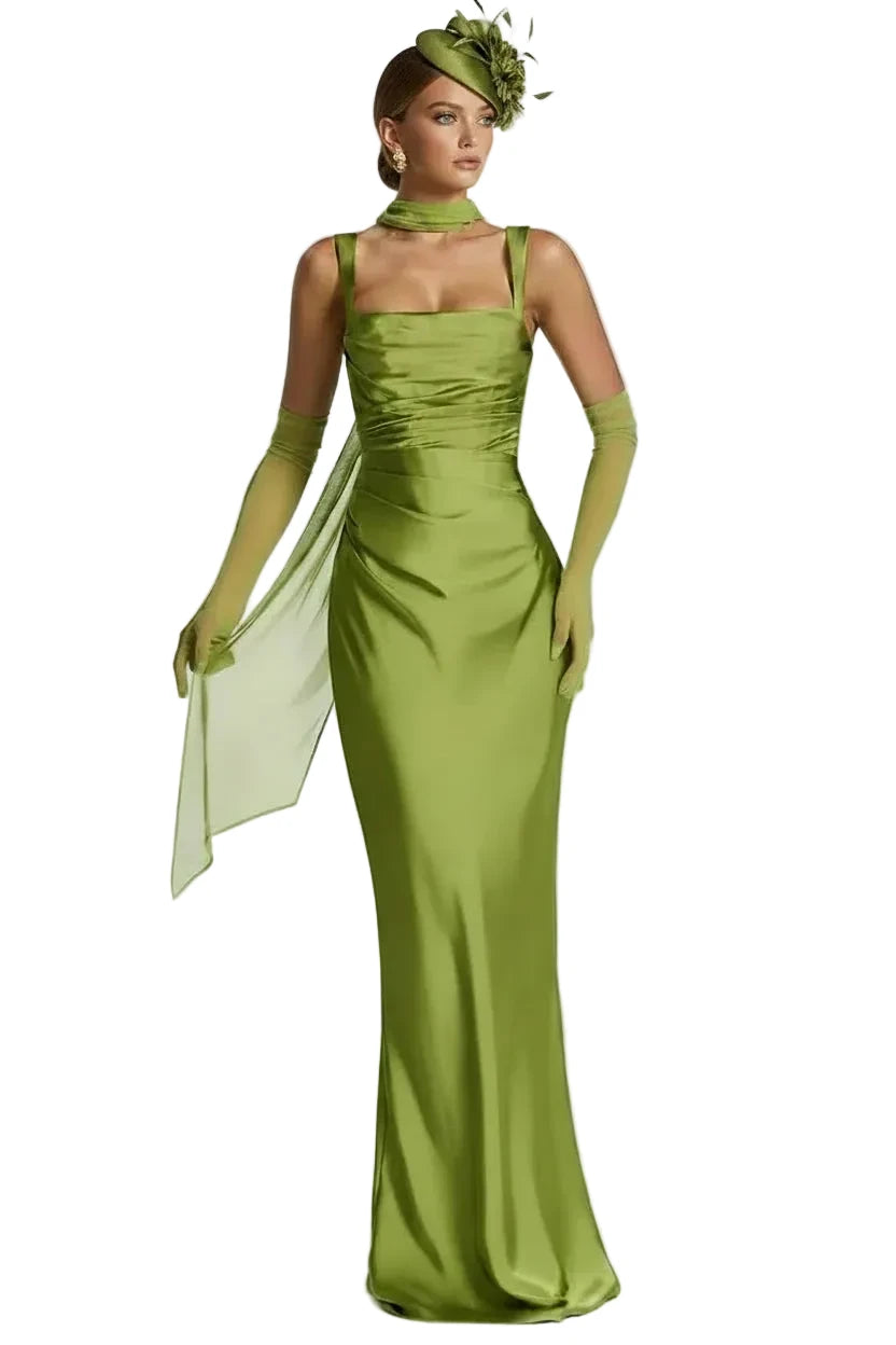 🍒Satin backless sleeveless long dress satin maxi outfits for women spaghetti straps lace-up back bodycon club wear party occasion clothing  Kool kiwi