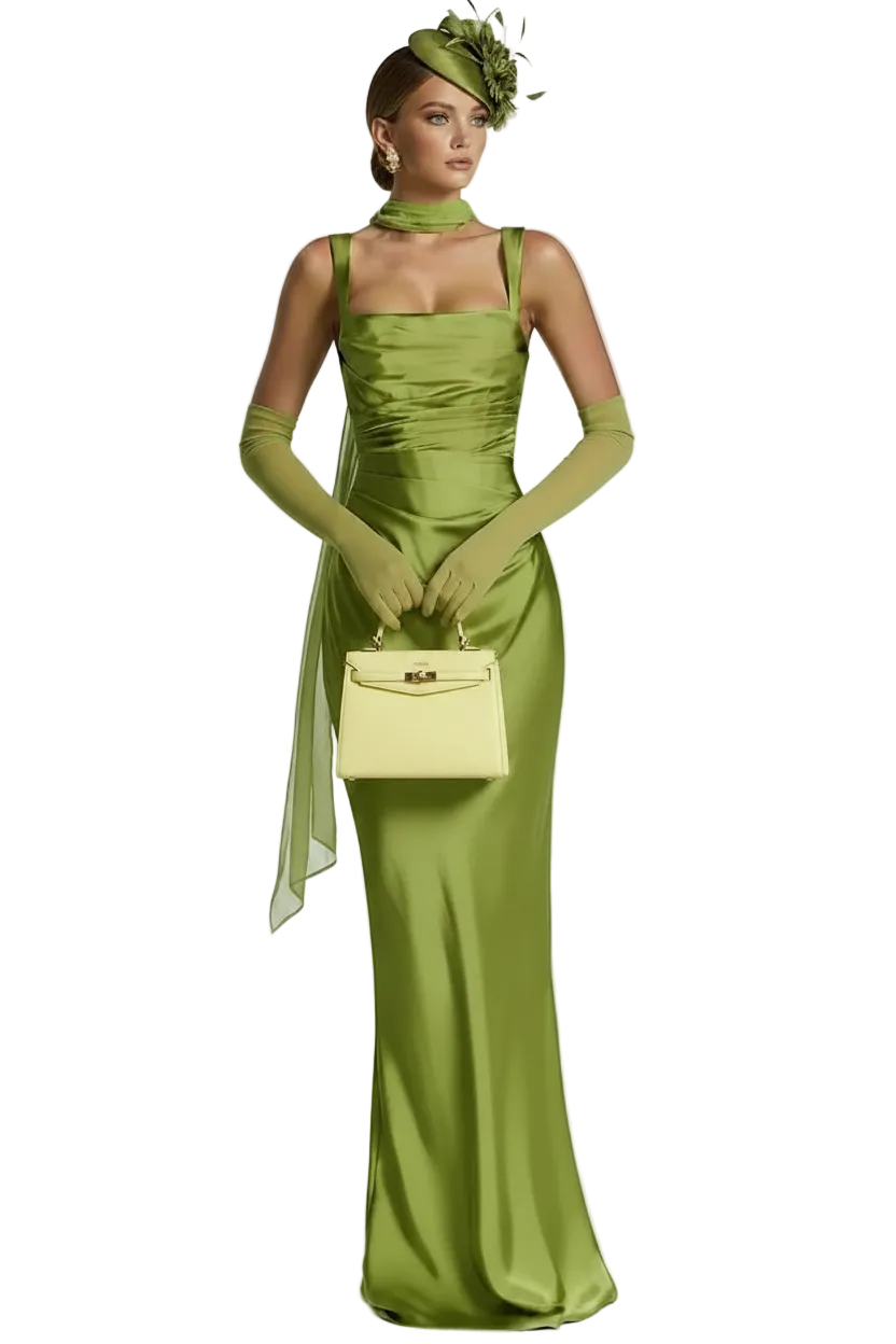 🍒Satin backless sleeveless long dress satin maxi outfits for women spaghetti straps lace-up back bodycon club wear party occasion clothing  Kool kiwi
