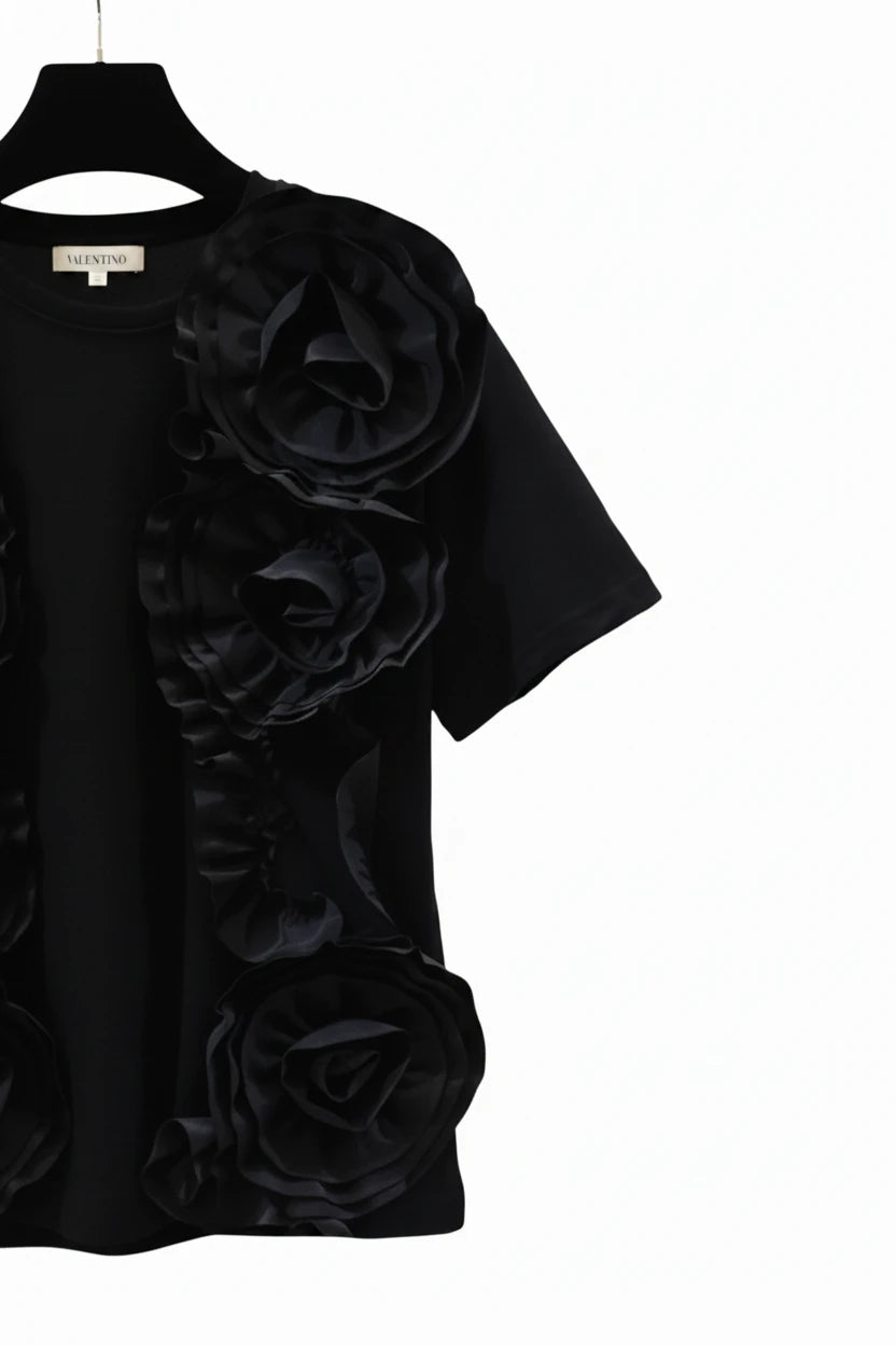 🍒Summer t-shirts for women o-neck smart casual tops t-shirt for party 3D floral tees occasion wear oversized shirts Look A'white At Night
