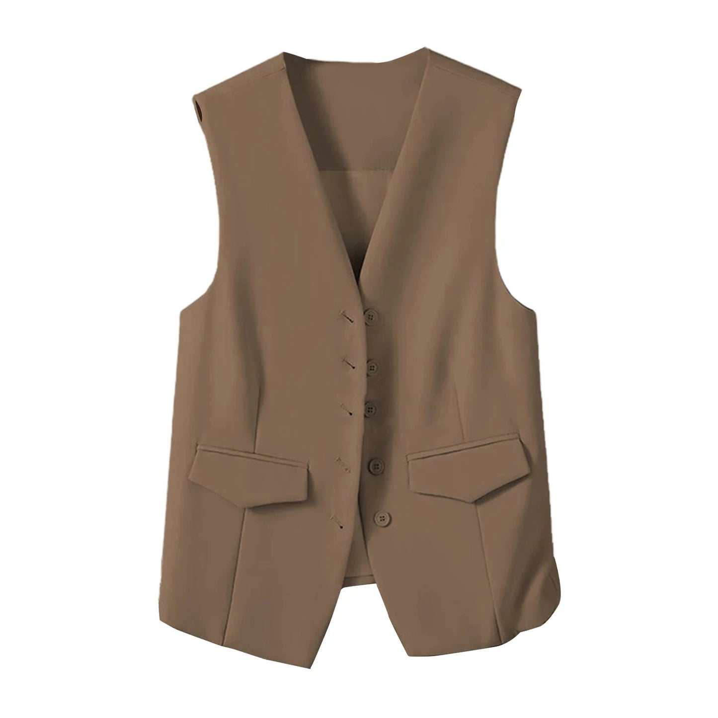 🍒Suit vest for women v-neck  business vest jacket sleeveless waistcoat with pocket front for office commute style buttons sleeveless outerwears  Cute Covers
