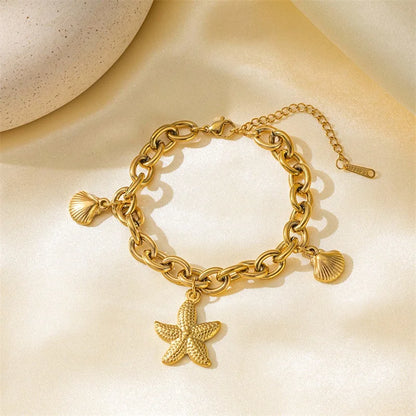 🍒Stainless steel star bracelet gold colour star charm moon starfish bracelet trendy wrist chain for women Jewellrey gifts  party accessories FISH Out This STAR