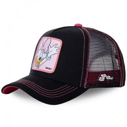 🍒Tekenprent bofbalpet hoë kwaliteit unisex geborduurde pleister bofbalpet unisex vragmotorpet net hoede vir vroue sonhoed