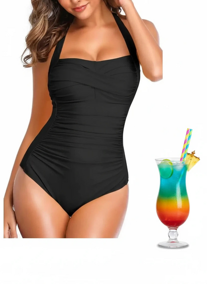 🍒Plus size one-piece swimsuit womens one piece bikini backless vintage swimming costume bathing suit pleated swimwear for pool party Malta A Halta