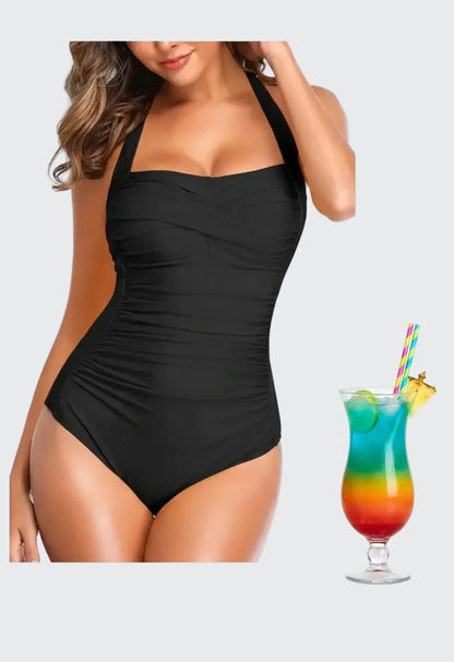 🍒Plus size one-piece swimsuit womens one piece bikini backless vintage swimming costume bathing suit pleated swimwear for pool party Malta A Halta
