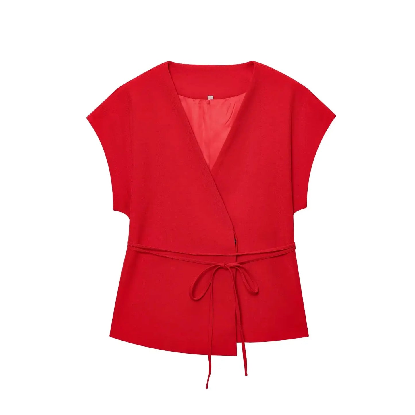 🍒Trouser suits for women sleeveless v-neck top with belt and straight pants wide leg sets spring summer clothing smart casual clothes party occasion wear two piece Two Piece Ease