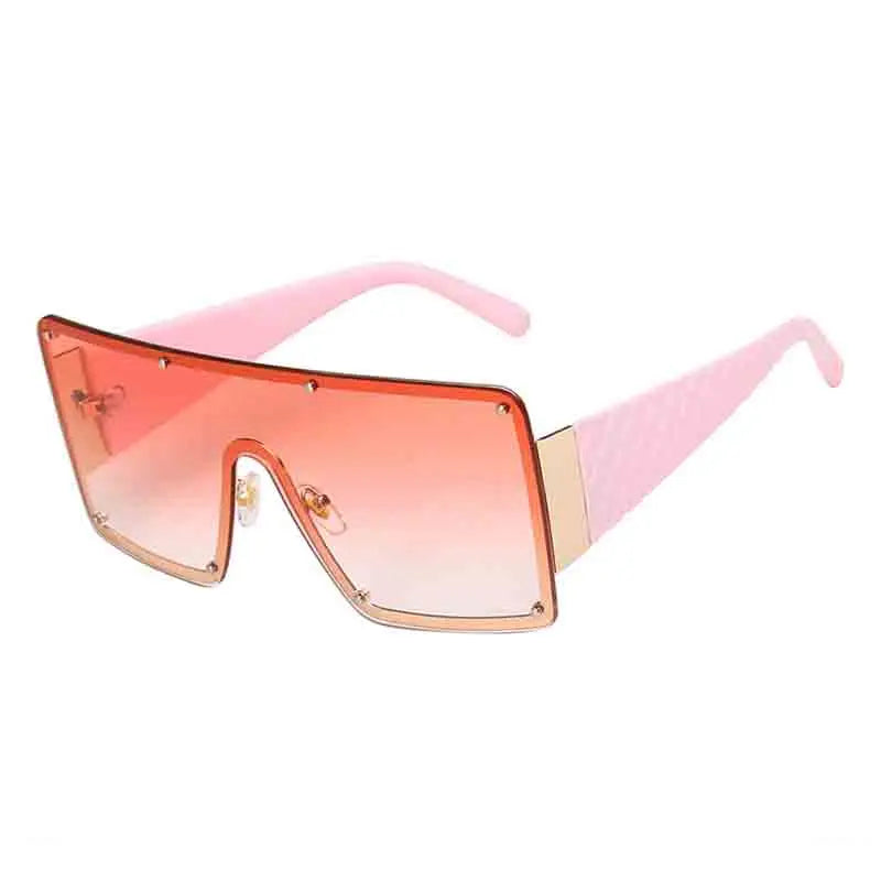 🍒Grootraam sonbril unisex dames randlose eenstuk-wye-raam sonbril modebril UV400 beskerming Sien Deur Prettige Sonbrille