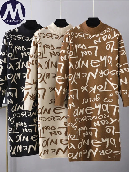 🍒Women's jumper dress o-neck sweaters elegant cool autumn, winter fashion knit pullover smart casual wear