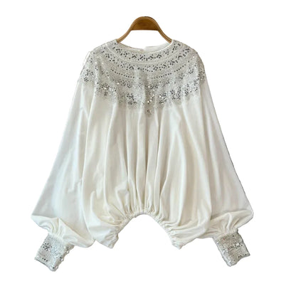 🍒Vintage fluweel bloes dames velours hemp paillette kleding elastiese middellyf top Los partytjie geleentheid drag kleding Gestem Fluweel Wisselend Nooit