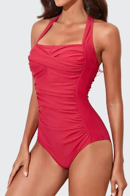 🍒Plus size one-piece swimsuit womens one piece bikini backless vintage swimming costume bathing suit pleated swimwear for pool party Malta A Halta