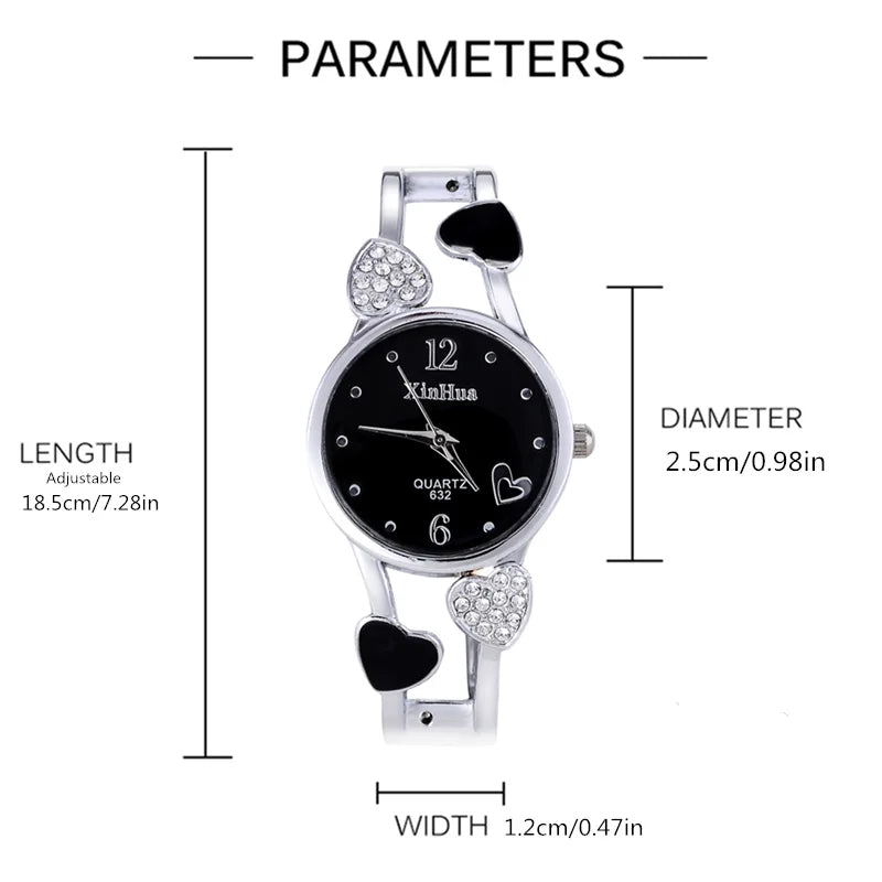 🍒Womens heart watch Design quartz fashion bangle silver classic crystal Stainless Steel colour face wristwatch smart casual jewellery   Watch This Bang For Your Buck