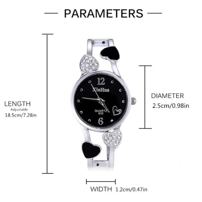 🍒Womens heart watch Design quartz fashion bangle silver classic crystal Stainless Steel colour face wristwatch smart casual jewellery   Watch This Bang For Your Buck