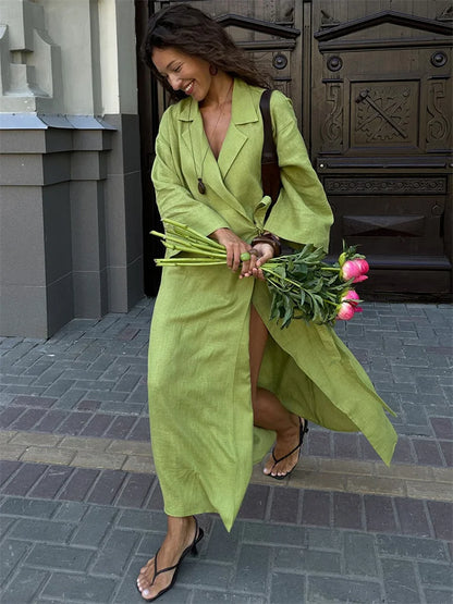 🍒Dress for women versatile casual loose clothing fashion lapel Long light summer coat with long sleeve summer commuting clothes Dont Overlook An Over Coat