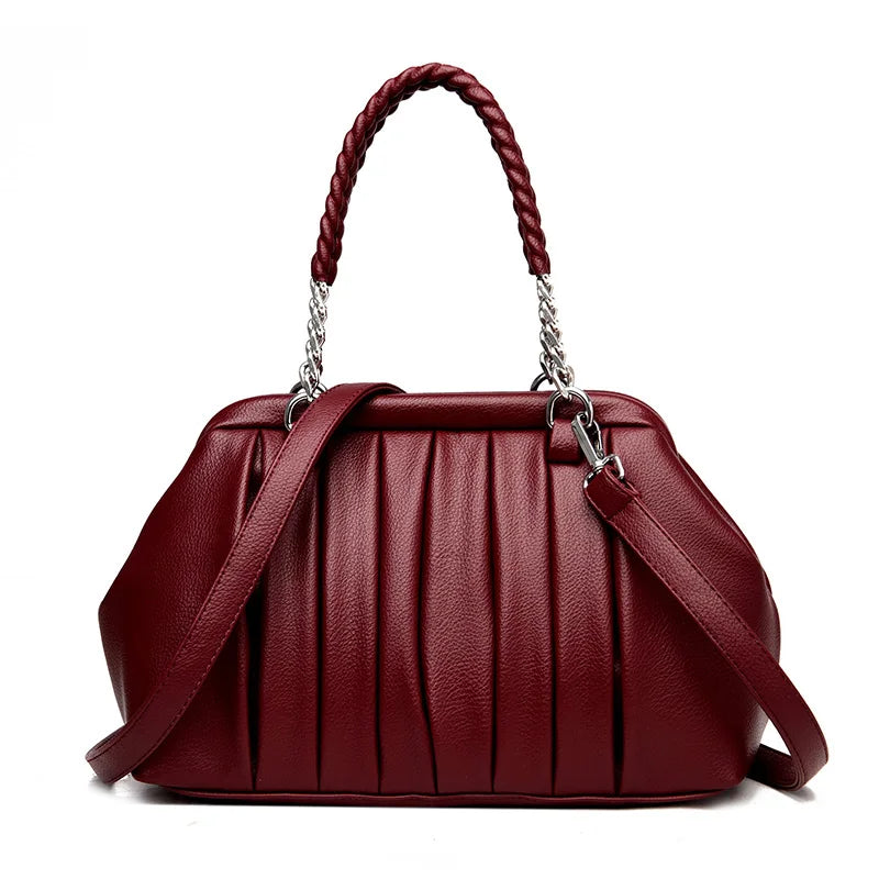 🍒Luxury large capacity pu leather women's crossbody bag Vintage style shoulder bag chain handbags for ladies Fashion carry bag