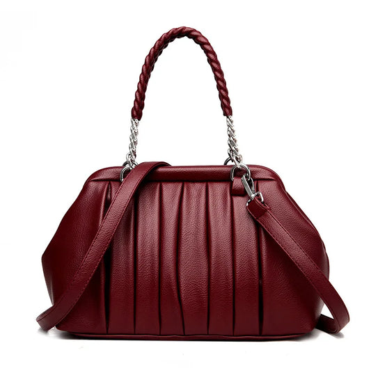 🍒Luxury large capacity pu leather women's crossbody bag Vintage style shoulder bag chain handbags for ladies Fashion carry bag