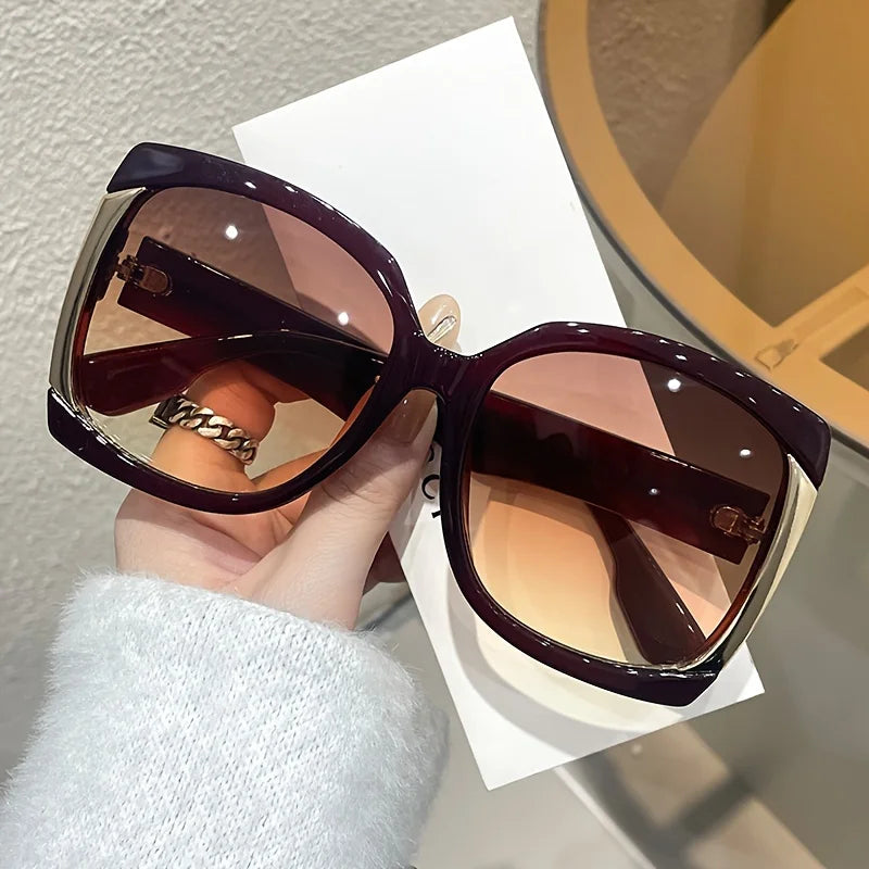 🍒oversized square fashion sunglasses for women anti-Glare durable pc frame with chic metal hinges - perfect for beach glasses travel sunglasses for all seasons Colour Cools
