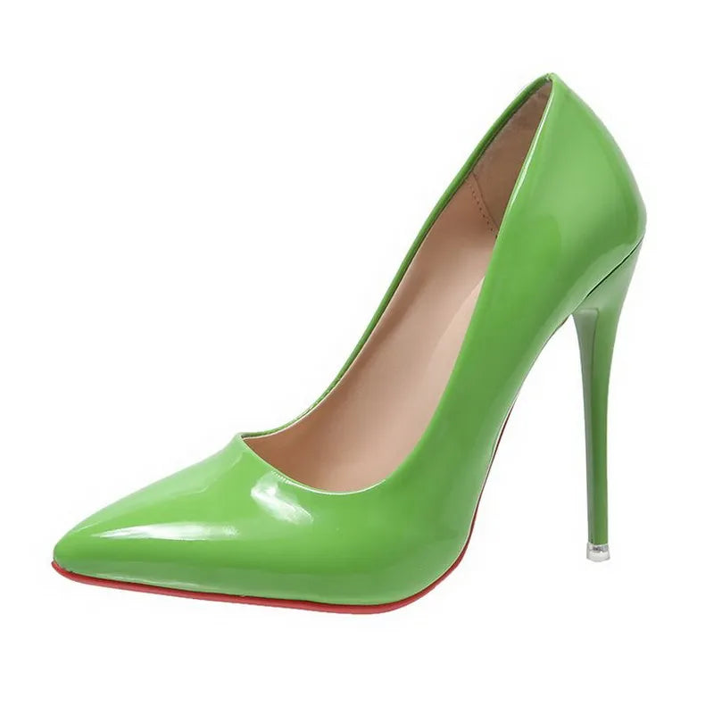 🍒Women’s pointed toe high heels 12cm pumps wedding dress shoes rubber bottom evening occasion footwear for party  pumps black also red Choose Your Colour