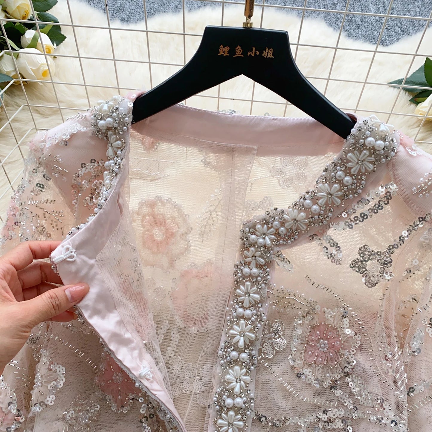 🍒Sjiek geborduurde t-hemp, met paillette-blompatroon, mode vir vroue se somer trougaste, baadjie, partytjiedrag, geleentheidsdrag, Klassiek Oulik Oortreksel