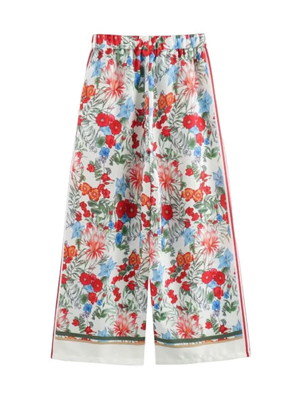 🍒Smart casual trouser sets bohemian style long sleeve crop top jacket short shirt for women and high waisted wide leg pants