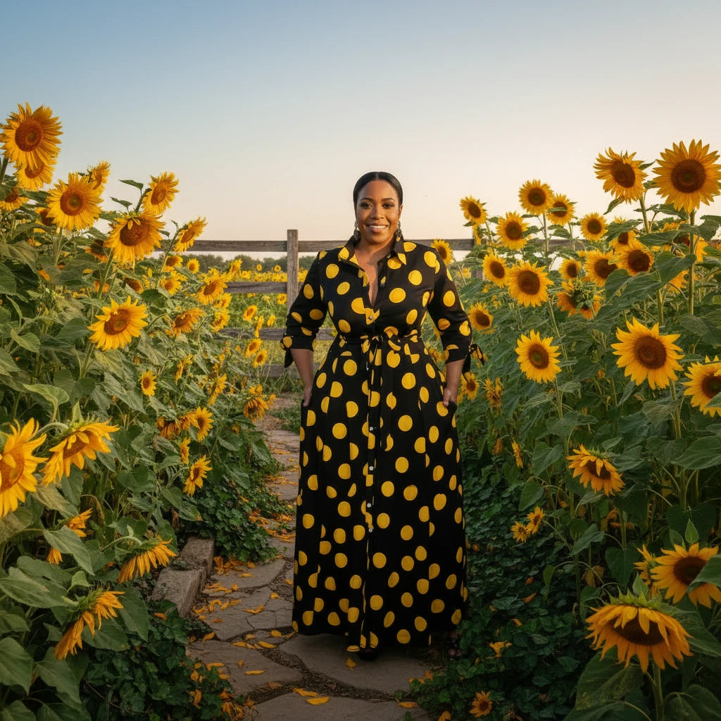 🍒Plus size polka kolletjie rok met moue gedruk hoë middellyf uitrusting maxi rok slim gemaklik vroue a-lyn rok LANK verlang na hierdie KOLLETJIES, DRUK by uitklok