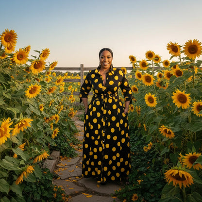 🍒Plus size polka kolletjie rok met moue gedruk hoë middellyf uitrusting maxi rok slim gemaklik vroue a-lyn rok LANK verlang na hierdie KOLLETJIES, DRUK by uitklok