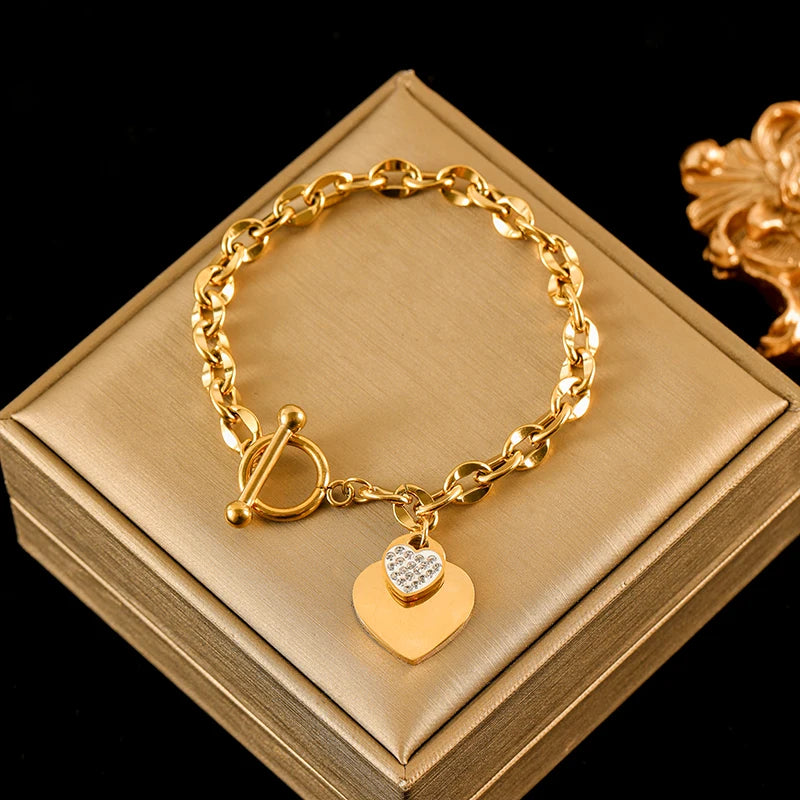 🍒Stainless steel star bracelet gold colour star charm moon starfish bracelet trendy wrist chain for women Jewellrey gifts  party accessories FISH Out This STAR