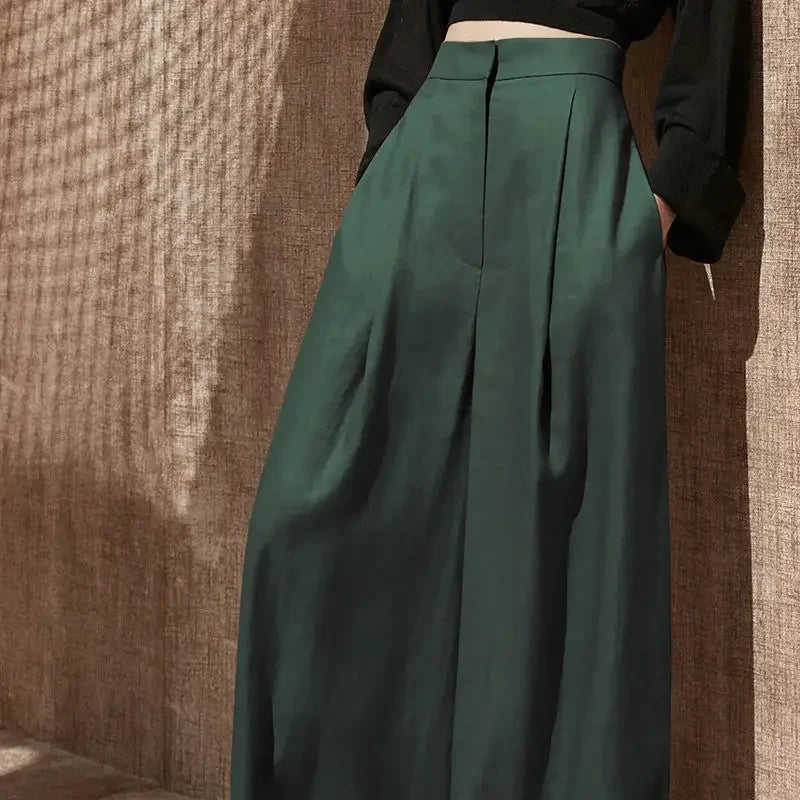 🍒Vroue se nuwerwetse broek wye pyp met sakke alle seisoene klere gemaklike rekbroek klassieke slim informele drag partytjie geleentheidsdrag Bedek Jouself Met Koel Klere