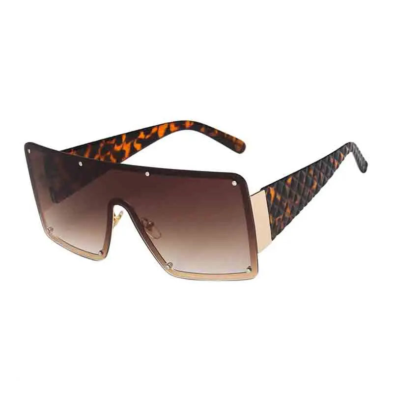 🍒Grootraam sonbril unisex dames randlose eenstuk-wye-raam sonbril modebril UV400 beskerming Sien Deur Prettige Sonbrille